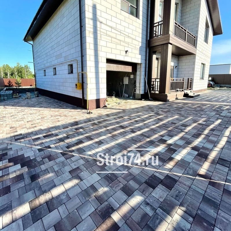 благоустройство участка тротуарной плиткой в Челябинске