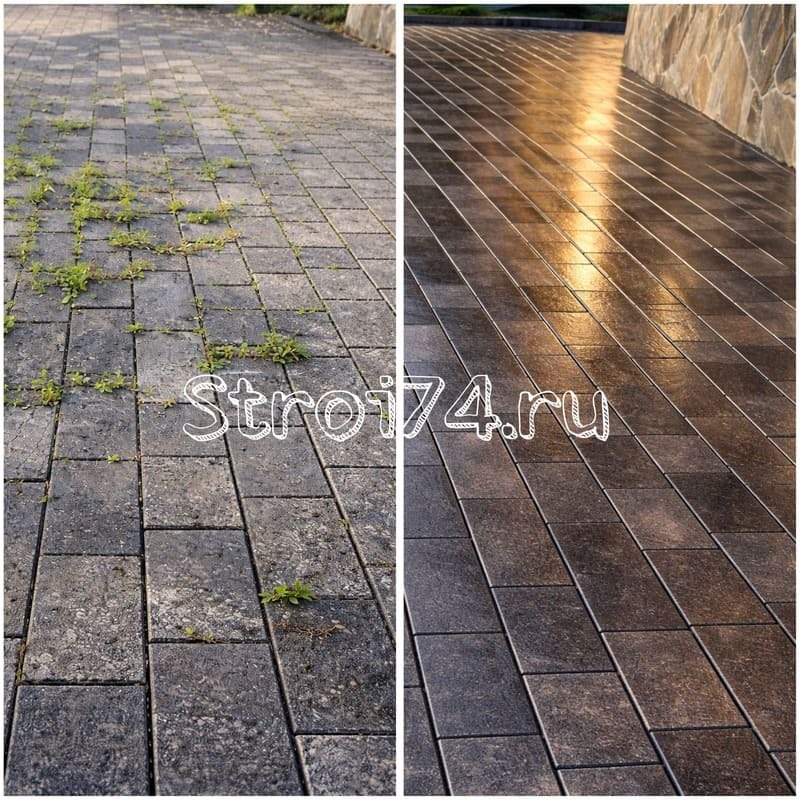 Очистка и обработка тротуарной плитки